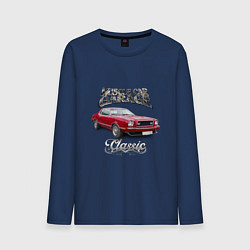 Лонгслив хлопковый мужской Маслкар Ford Mustang, цвет: тёмно-синий