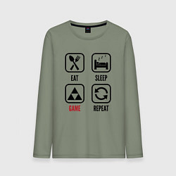 Лонгслив хлопковый мужской Eat - sleep - Zelda - repeat, цвет: авокадо