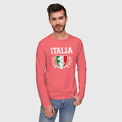 Лонгслив хлопковый мужской Italy map, цвет: коралловый — фото 2