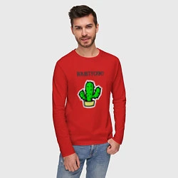 Лонгслив хлопковый мужской Зеленый кактус, цвет: красный — фото 2