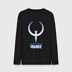 Лонгслив хлопковый мужской Quake в стиле glitch и баги графики, цвет: черный