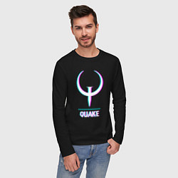 Лонгслив хлопковый мужской Quake в стиле glitch и баги графики, цвет: черный — фото 2