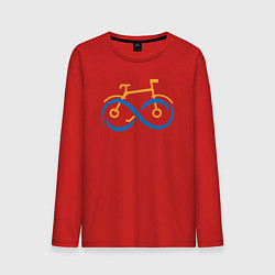 Лонгслив хлопковый мужской Велосипед и бесконечность, цвет: красный