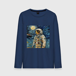Мужской лонгслив Космонавт на луне в стиле Ван Гог
