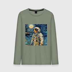 Мужской лонгслив Космонавт на луне в стиле Ван Гог