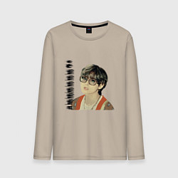 Лонгслив хлопковый мужской Тэхен и Чонгук, цвет: миндальный