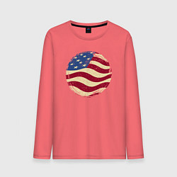 Лонгслив хлопковый мужской Flag USA, цвет: коралловый