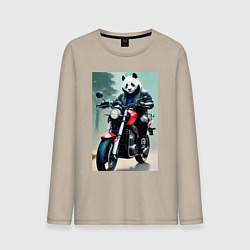 Лонгслив хлопковый мужской Panda - cool biker, цвет: миндальный