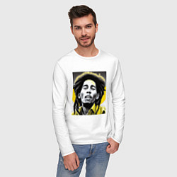 Лонгслив хлопковый мужской Bob Marley Digital Art, цвет: белый — фото 2