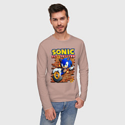 Лонгслив хлопковый мужской Соник ёж, цвет: пыльно-розовый — фото 2