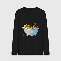 Лонгслив хлопковый мужской Уточка в ванне, цвет: черный