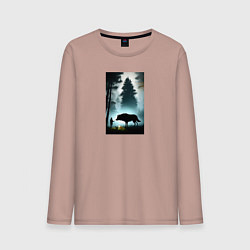 Лонгслив хлопковый мужской Лесник и волк, цвет: пыльно-розовый