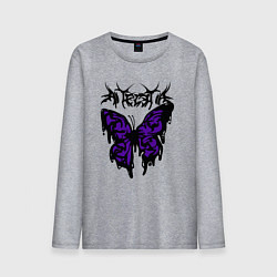Лонгслив хлопковый мужской Gothic black butterfly, цвет: меланж