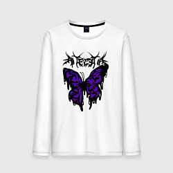 Лонгслив хлопковый мужской Gothic black butterfly, цвет: белый