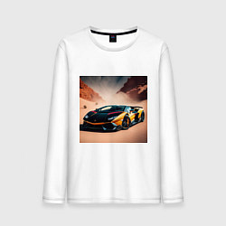 Лонгслив хлопковый мужской Lamborghini Aventador, цвет: белый