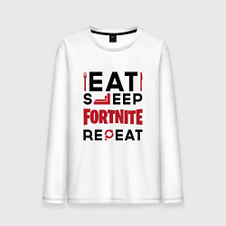 Мужской лонгслив Надпись: eat sleep Fortnite repeat
