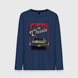 Лонгслив хлопковый мужской Классика автомобиль Chevrolet Impala, цвет: тёмно-синий
