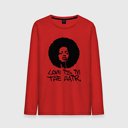 Лонгслив хлопковый мужской Любовь в волосах, цвет: красный