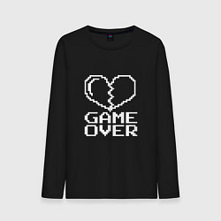 Лонгслив хлопковый мужской Пиксельное сердечко Game over, цвет: черный