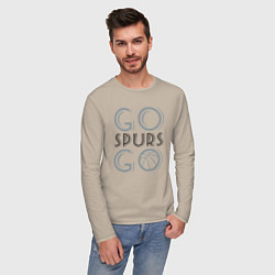 Лонгслив хлопковый мужской Go spurs go, цвет: миндальный — фото 2