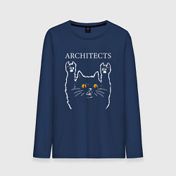 Лонгслив хлопковый мужской Architects rock cat, цвет: тёмно-синий