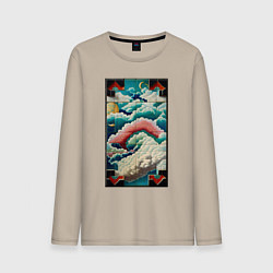 Лонгслив хлопковый мужской Облачная мозаика, цвет: миндальный