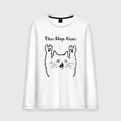Лонгслив хлопковый мужской Three Days Grace - rock cat, цвет: белый