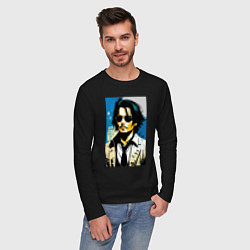 Лонгслив хлопковый мужской Johnny Depp -celebrity, цвет: черный — фото 2