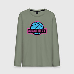 Лонгслив хлопковый мужской Miami Heat team, цвет: авокадо