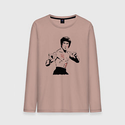 Лонгслив хлопковый мужской Брюс Ли в крови, цвет: пыльно-розовый