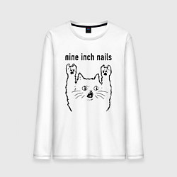 Лонгслив хлопковый мужской Nine Inch Nails - rock cat, цвет: белый