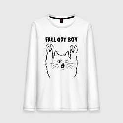 Лонгслив хлопковый мужской Fall Out Boy - rock cat, цвет: белый