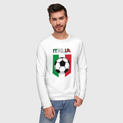 Лонгслив хлопковый мужской Футбол Италии, цвет: белый — фото 2