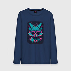 Лонгслив хлопковый мужской Whimsical Fox, цвет: тёмно-синий