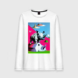 Мужской лонгслив Прикольный носорог - поп-арт