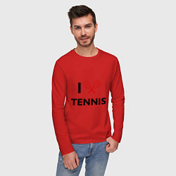 Лонгслив хлопковый мужской I Love Tennis, цвет: красный — фото 2