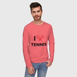 Лонгслив хлопковый мужской I Love Tennis, цвет: коралловый — фото 2