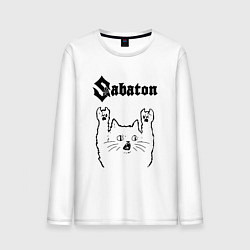 Лонгслив хлопковый мужской Sabaton - rock cat, цвет: белый