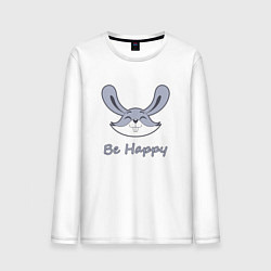 Лонгслив хлопковый мужской Кролик be happy, цвет: белый