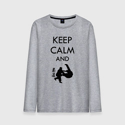 Лонгслив хлопковый мужской Keep calm and judo, цвет: меланж