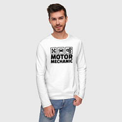Лонгслив хлопковый мужской Mechanic, цвет: белый — фото 2