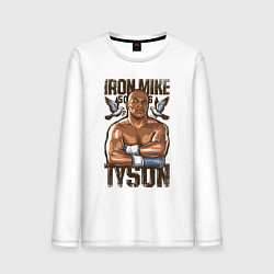 Лонгслив хлопковый мужской Iron Mike Tyson Железный Майк Тайсон, цвет: белый