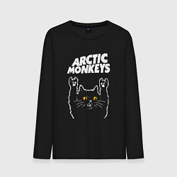 Лонгслив хлопковый мужской Arctic Monkeys rock cat, цвет: черный