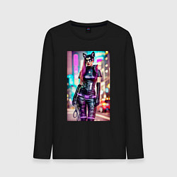 Мужской лонгслив Cyberpunk - cat girl - neural network