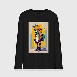 Мужской лонгслив Fox cub - urban style - neural network