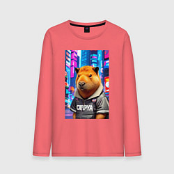 Мужской лонгслив Cool capybara - urban style - neural network