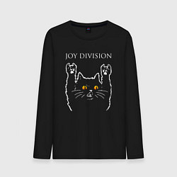 Лонгслив хлопковый мужской Joy Division rock cat, цвет: черный