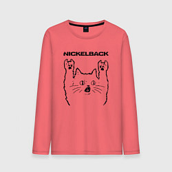 Лонгслив хлопковый мужской Nickelback - rock cat, цвет: коралловый