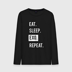 Лонгслив хлопковый мужской Eat Sleep EXO Repeat, цвет: черный