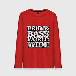 Лонгслив хлопковый мужской Drum and bass world wide, цвет: красный